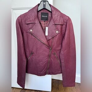 Madewell Women's Leather Jacket - Burgundy Red